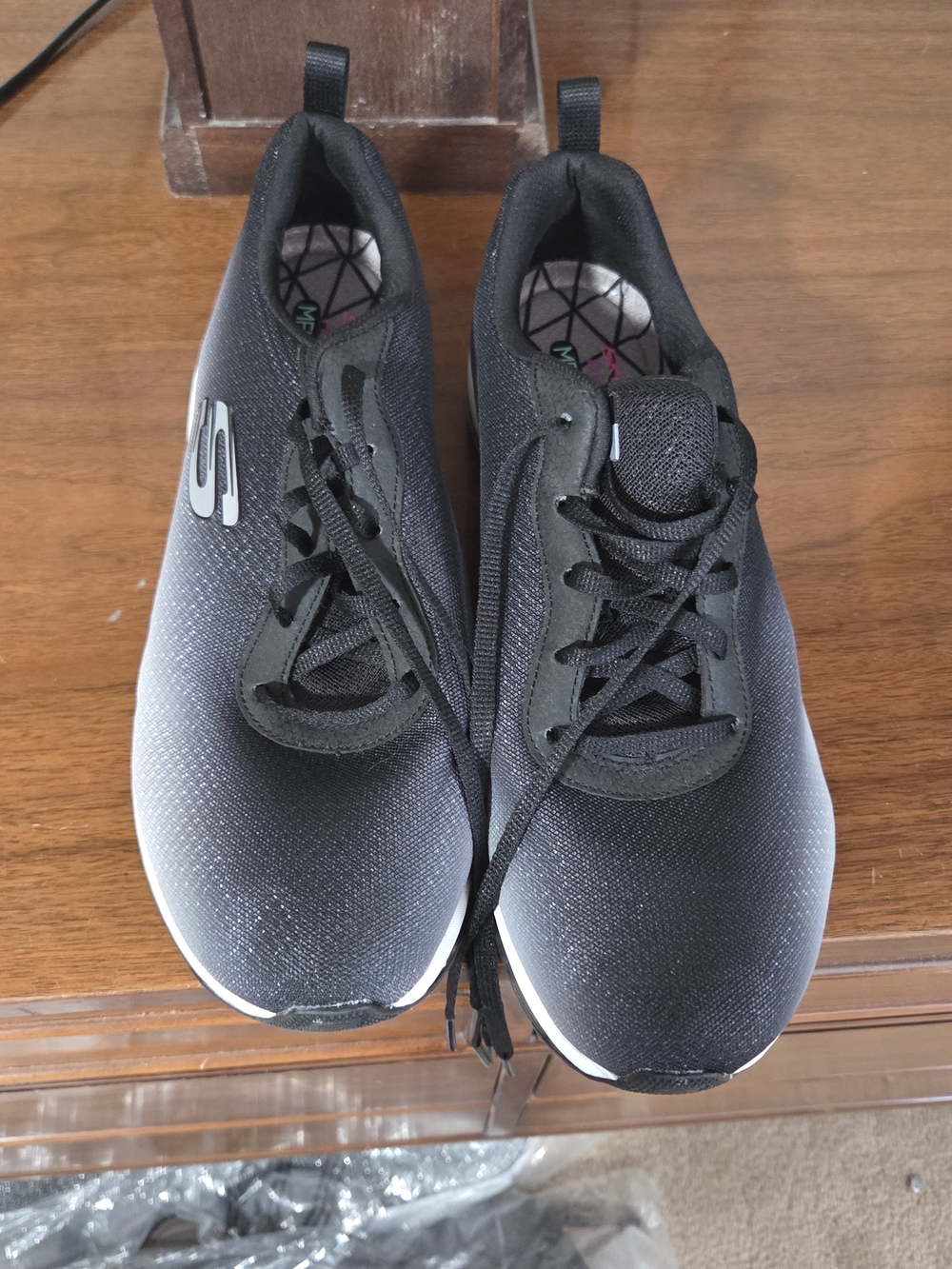 Skechers Women's Black Slip-On Lace Athletic Sneakers